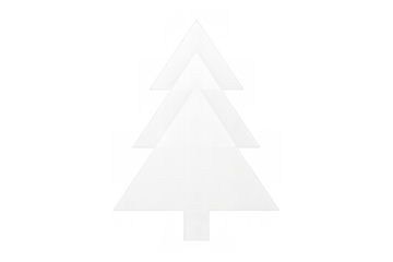 White paper christmas tree icon for winter holidays. Minimalistic modern design element on transparent background