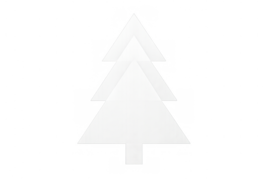 White paper christmas tree icon for winter holidays. Minimalistic modern design element on transparent background