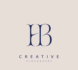 Sophisticated and stylish letter logo design featuring the combination of the letters H and B in dark blue color scheme perfect for branding stationery website headers or social media graphics © Mahamud
