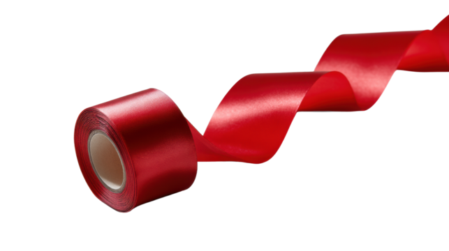 Red Security Barrier Ribbon on Transparent Background