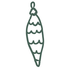 Christmas Decoration. Line Art Illustration.