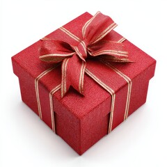 Obraz premium Red Present Box Isolated on White. 