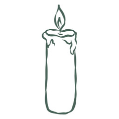 Candle on the white Background. Line Art Illustration.