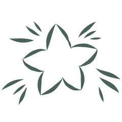 Star Christmas Decoration. Line Art Illustration.