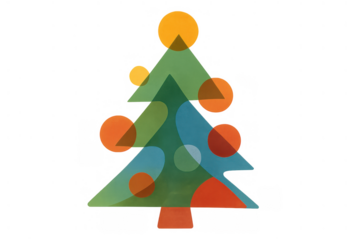 Abstract geometric christmas tree decoration for holiday celebrations. Modern graphic design element on a transparent background