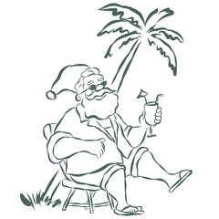 Santa Claus. Line Art Illustration.