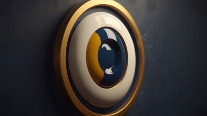 Close up of wall with an eyeball on it side and gold.