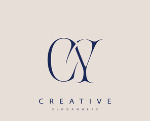 Sophisticated and stylish letter logo design featuring the combination of the letters C and Y in dark blue color scheme perfect for branding stationery website headers or social media graphics