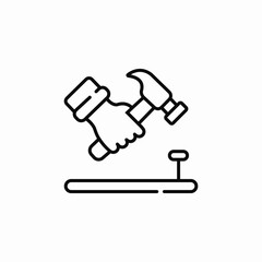 nail hammering carpenter icon sign vector