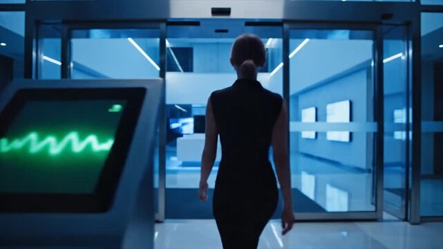 Futuristic biometric scanner checks identity