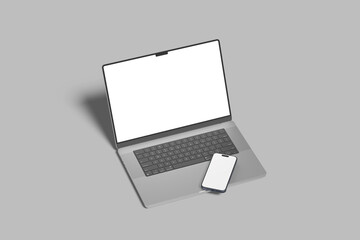 Laptop Phone Screen Blank Mockup	