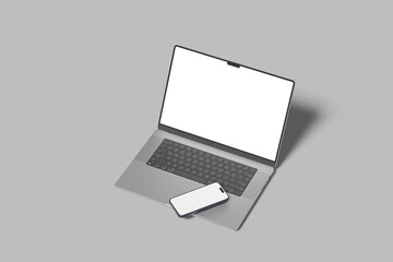 Laptop Phone Screen Blank Mockup	