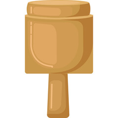 Wooden gavel with handle isolated on white background studio shot neutral lighting detailed illustration graphic design element