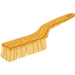 Wooden Handled Cleaning Brush with Beige Bristles Isolated on a White Background Representing Household Chores and Maintenance