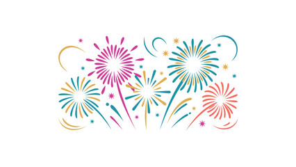 Obraz premium Vibrant and colorful abstract fireworks bursting in the night sky creating a festive and celebratory atmosphere