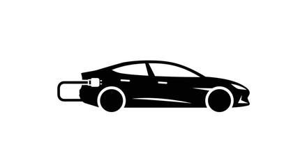 Electric Car Charging Icon Black and White.