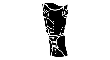 Futuristic Prosthetic Leg Silhouette on White Background.