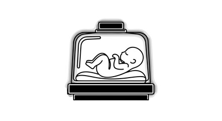 Illustration of a Baby in an Incubator for Medical Care.