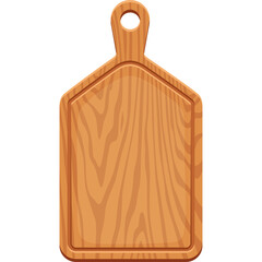 Wooden Cutting Board Kitchen Utensil With Grain Pattern And Hanging Hole In Rustic Style Isolated On White Background