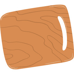 Wooden Cutting Board With A Handle Cutout In A Light Brown Color With Visible Wood Grain Texture Isolated On A Transparent Background