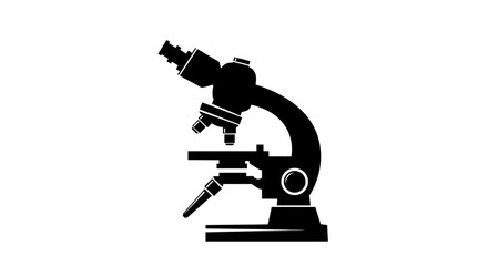 Microscope silhouette on white background for scientific research 1.