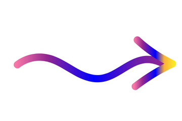 Flèche ondulée multicolore avec dégradé – Symbole directionnel abstrait sur fond transparent