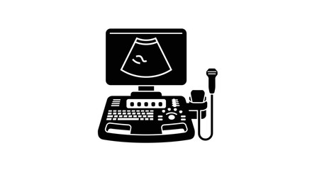 Ultrasound machine displaying medical imaging for diagnosis and analysis.