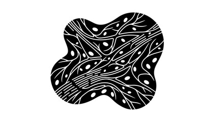 Abstract Black and White Cell Structure Illustration.
