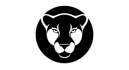 Naklejka premium Stylized panther head logo in a black circle.