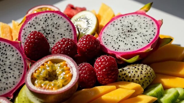 Exotic Fruit Platter - A Colorful and Delicious Tropical Treat.