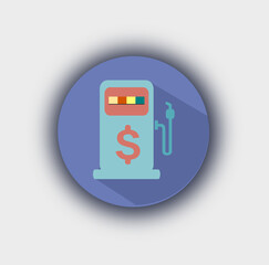 Retro-Futuristic Gas Pump Icon — Atomic Energy & Dollar Symbol in Neon Minimalist Style