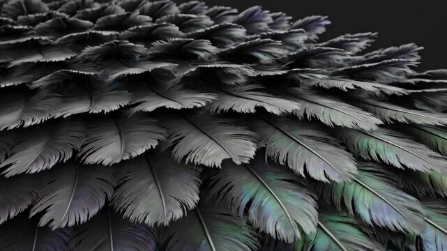 A futuristic material surface dynamically shifting its texture. It morphs from reptile scales into detailed bird feathers