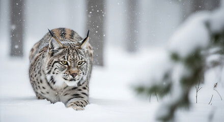 Snowbound Hunt – Lynx in Blizzard