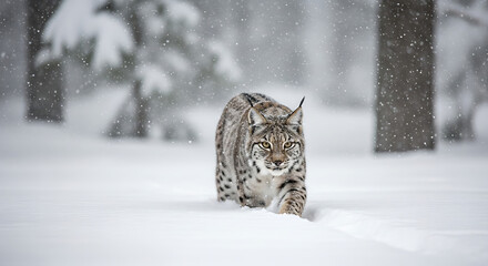 Snowbound Hunt – Lynx in Blizzard