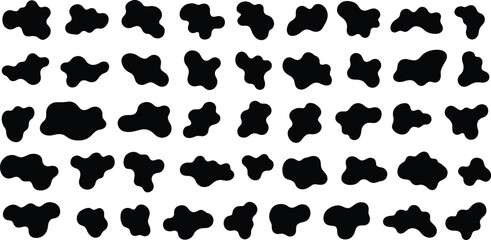 Abstract black shape grid, inkblot silhouette pattern, irregular blob texture, minimal design element, psychological art, modern graphic, white background