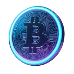 Bitcoin icon, holographic, without background, isolated
