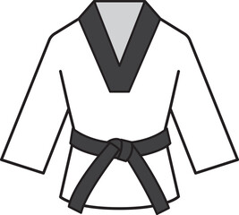 Taekwondo Martial art Uniform with Black belt icon.
