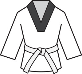 Taekwondo Uniform with White belt icon.