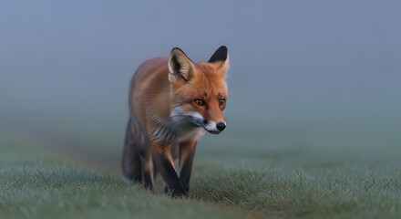 Twilight Hunt – Fox in Foggy Meadow