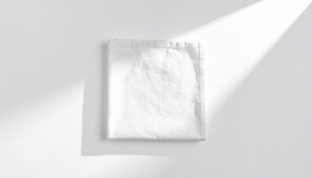 White Linen Fabric Square Mockup, Irregular Sun Spot Light
