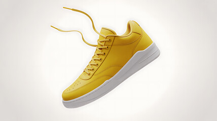 Stylish Yellow Sneaker Floating on White Background Product Presentation Fashion