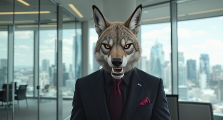 A Jackal wearing a business suit - business executive concept