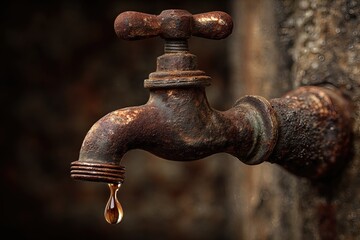Dripping Rusted Faucet Macro