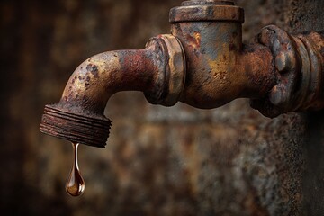 Dripping Rusted Faucet Macro