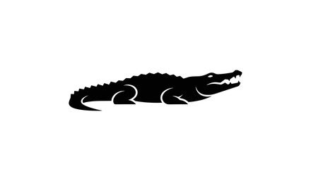 Naklejka premium Silhouette of a Crocodile with Open Mouth.