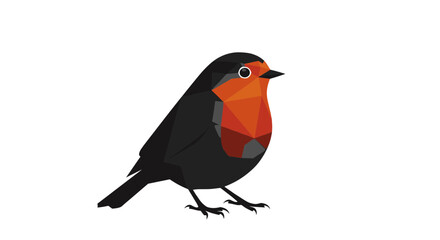 European robin bird with vibrant orange breast and black feathers.