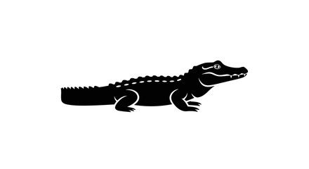 Silhouette of an Alligator on a White Background.