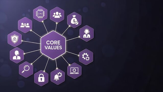 Animated Core Values Business Concept Network Icons