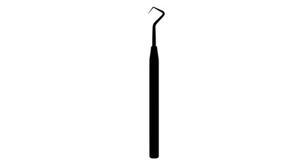 Dental probe tool silhouette icon isolated on white background.