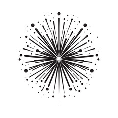 Obraz premium Black and White Minimalist Fireworks Explosion Vector
